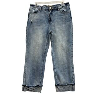 Liverpool Women's ECO Logical‎ Distressed Denim Jeans Cropped Cuffed Hem 8/29